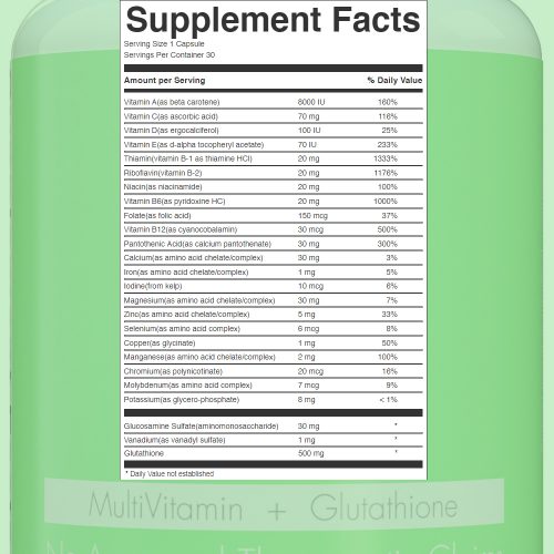 Multiwhite_glutathione plus multivitamin Supplement Facts